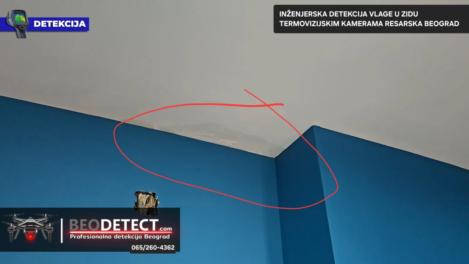 Zateceno stanje na terenu jasno vidno vlaženje plafona stana na trećem spratu gde je vlaga počela da se širi sve više i više iako je stan bio renoviran pre nekoliko meseci totalno novo krečenje - Savski Venac, Beograd