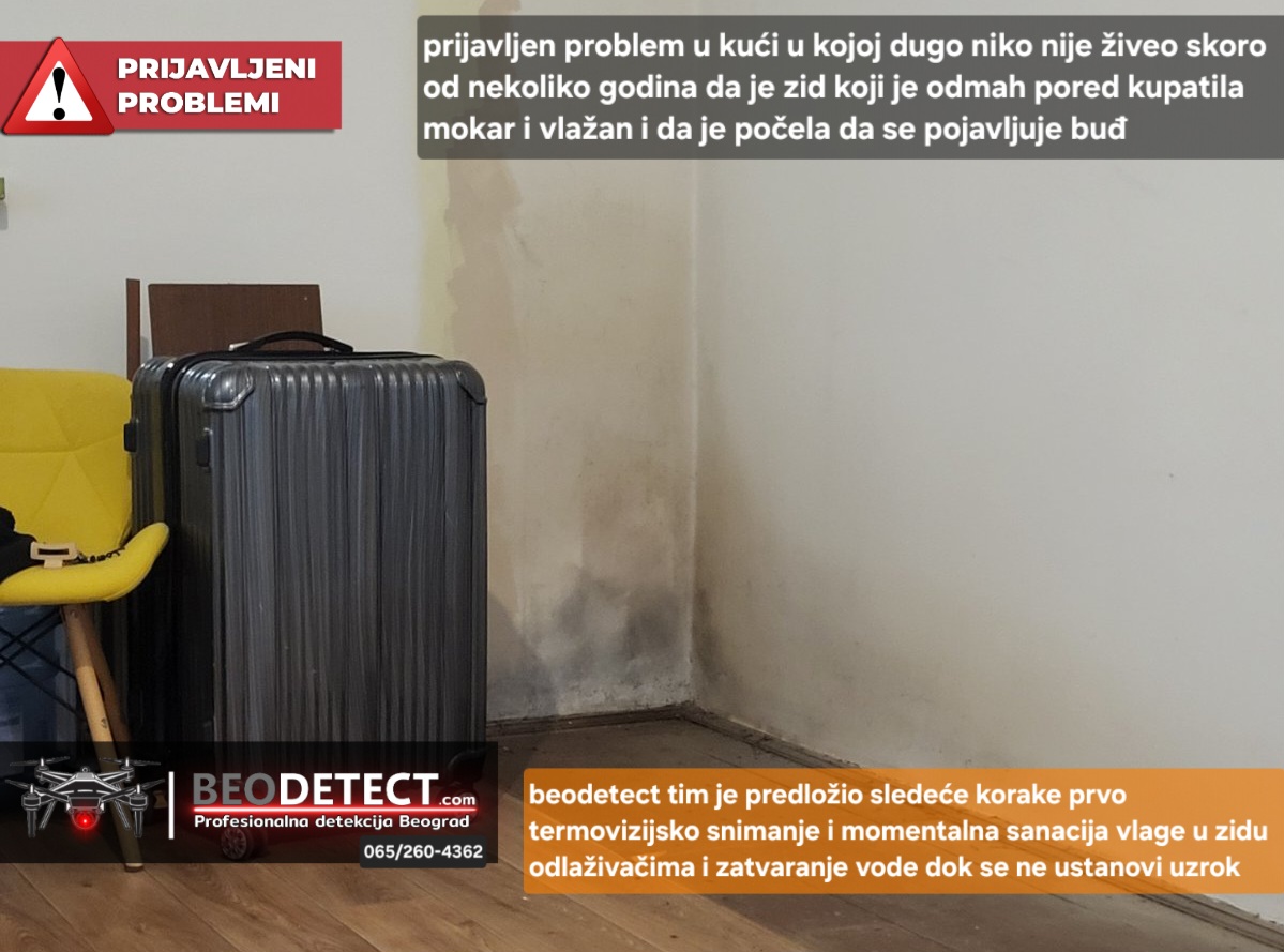 Prijavljen problem Zemun - Vlaga iza regala sobe koja se naslanja na kupatilo - Termovizijsko&hellip;